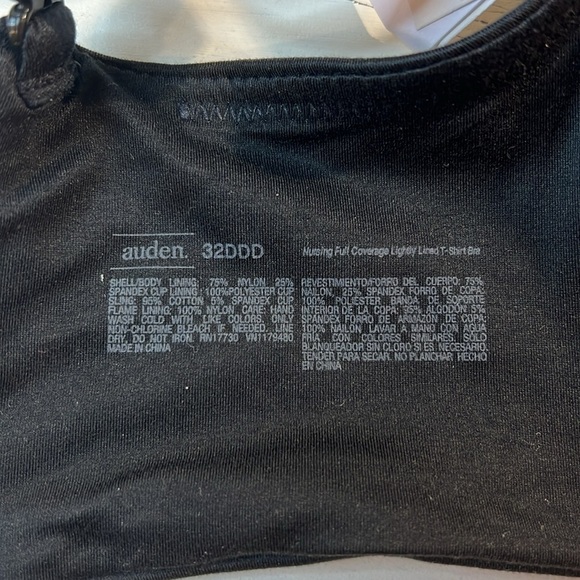 Auden Nursing Bra, Full Coverage, Lightly Lined, Color Black, Size 32DDD - Picture 6 of 9